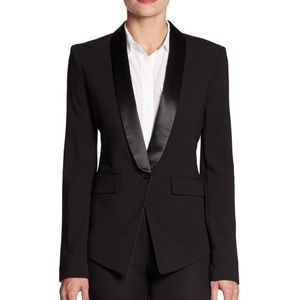 Women's Black Satin Shawl Collar Tuxedo Blazer